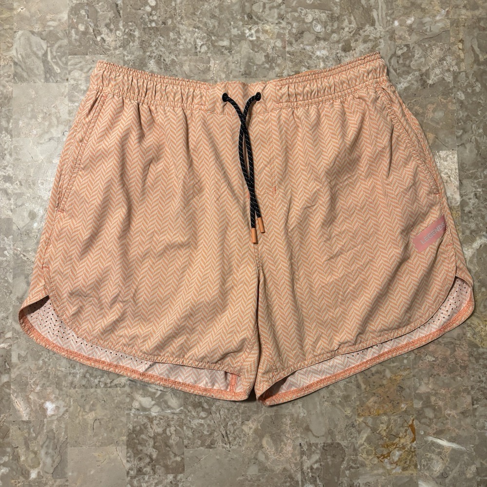Legends Shorts Mens Large Luka Orange 5" Herringbone Lined Gym Running